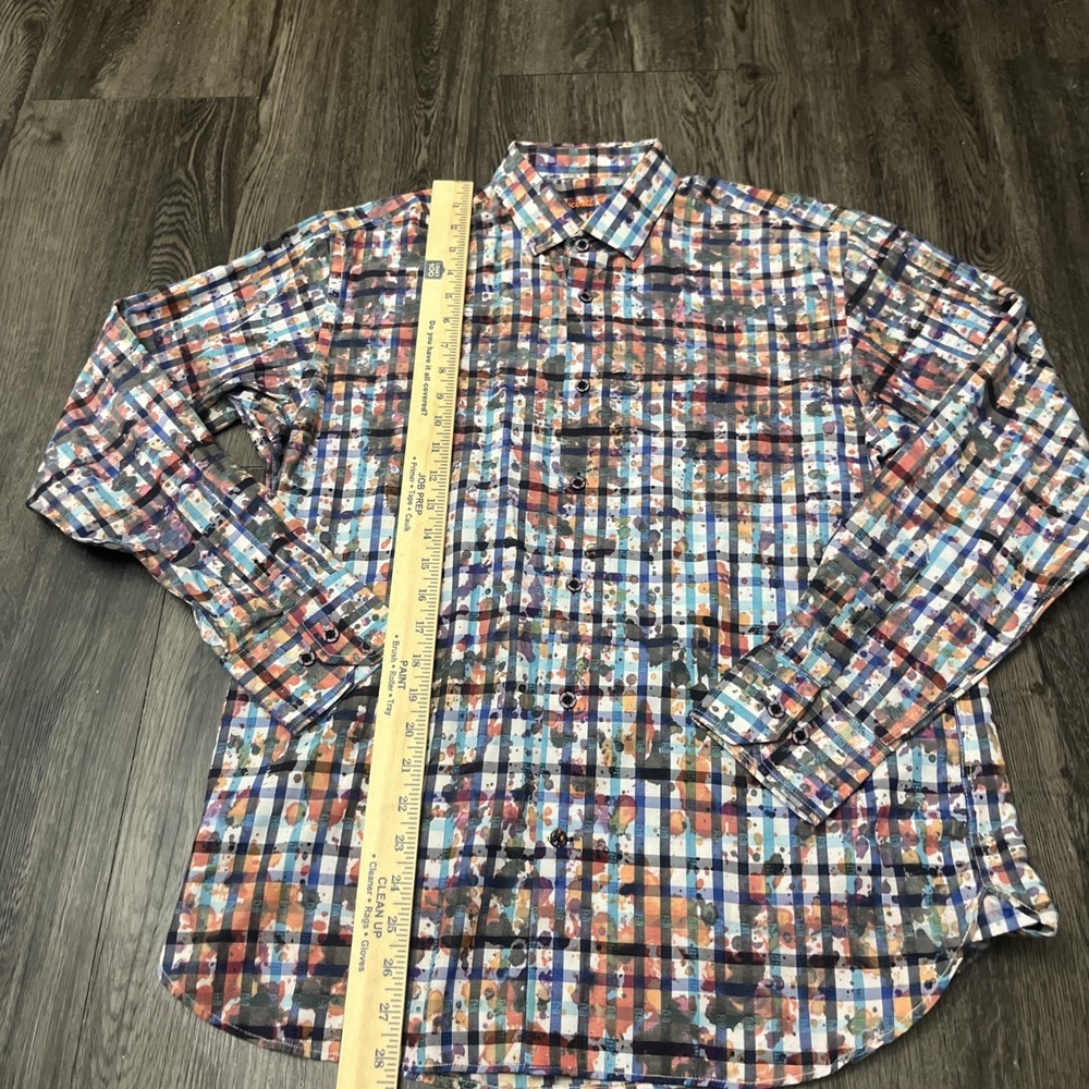 Visconti Black Men Sz M Button Up Blue Paisley Striped Mixed Long Sleeve Shirt - Picture 6 of 14